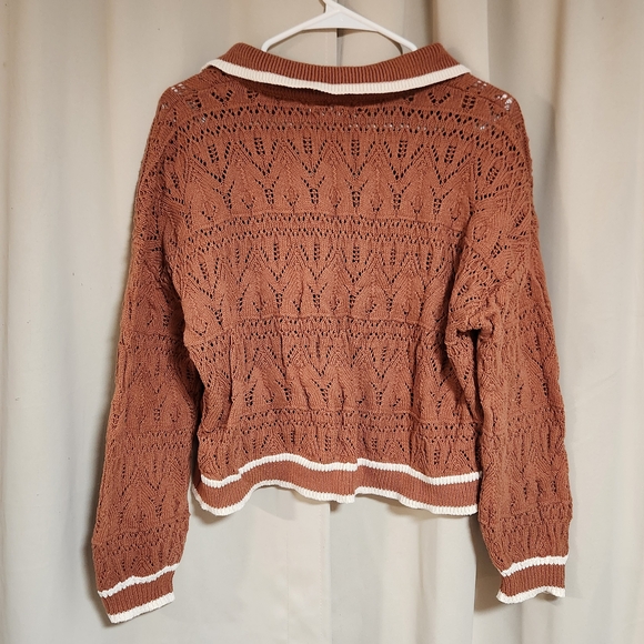 V-Neck Open Knit Pullover Sweater - Picture 5 of 5